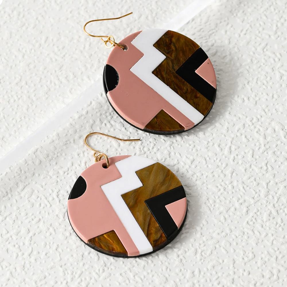 Geometric Round Resin Earrings