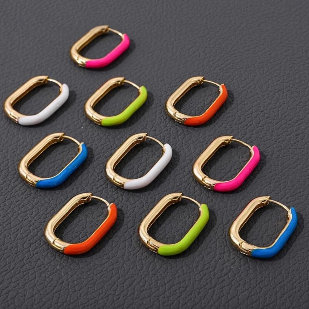 Colorful Enamel Hoop Earrings