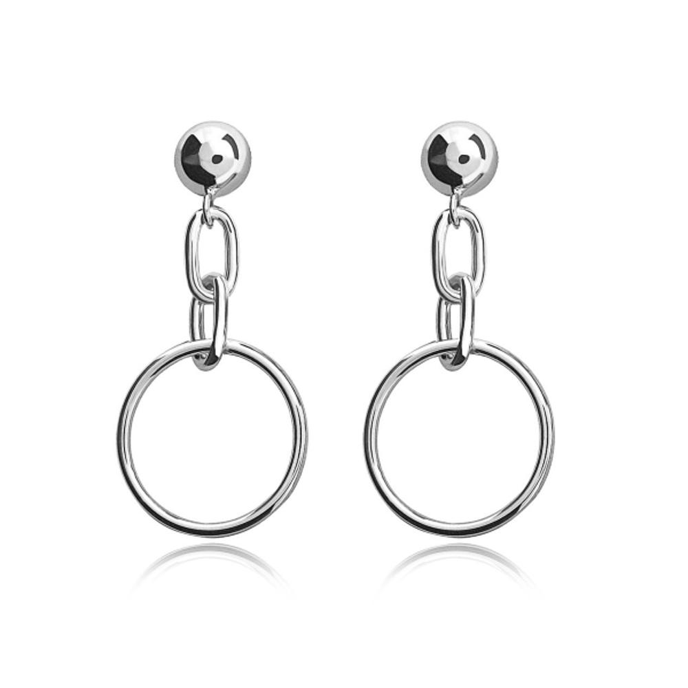 Evie Dangle Hoop Silver Earrings