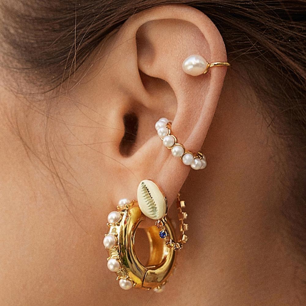 Pearl Beaded Ear Cuff Set