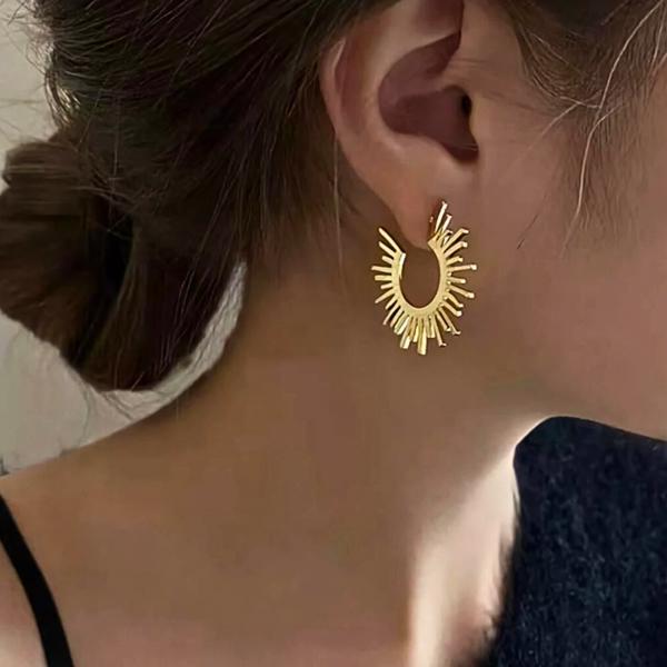 Sun Hoop Earrings - Stainless Steel