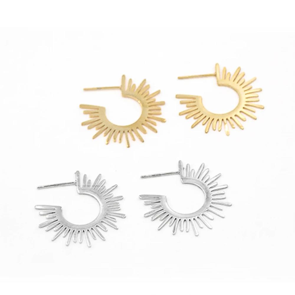 Sun Hoop Earrings - Stainless Steel