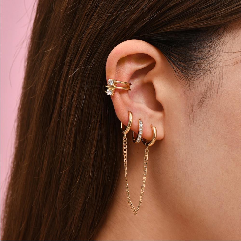 Stacked Gem Ear Cuff Set