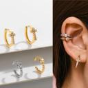  Cross Huggie + Ear Cuff Earrings Set