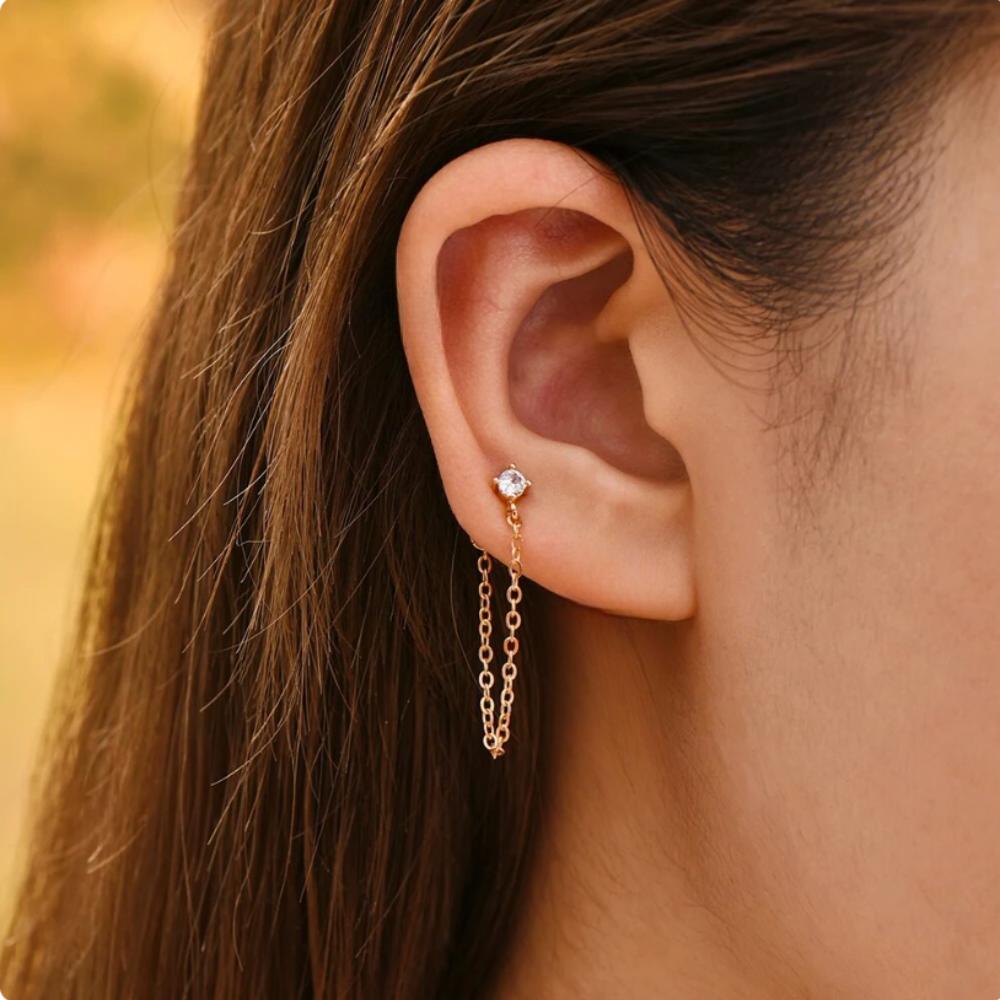 Cross Huggie + Ear Cuff Earrings Set