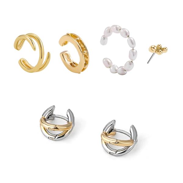 Ear Cuffs and X Earrings Set