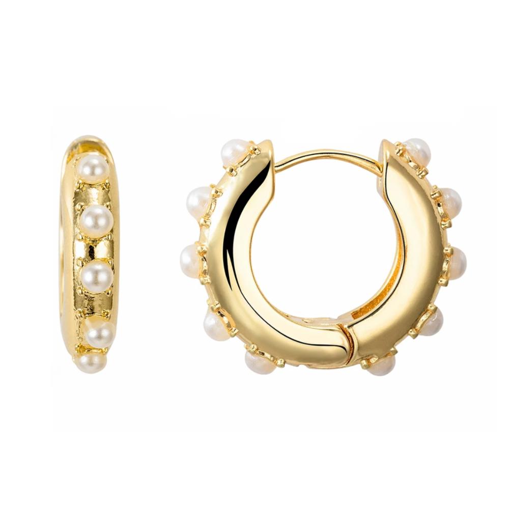 Pearl Huggie Hoop Earrings