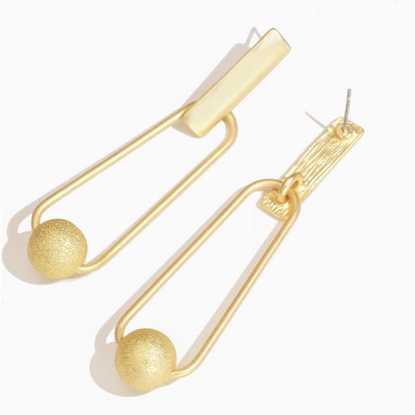 Matte Gold Ball Dangle Earrings