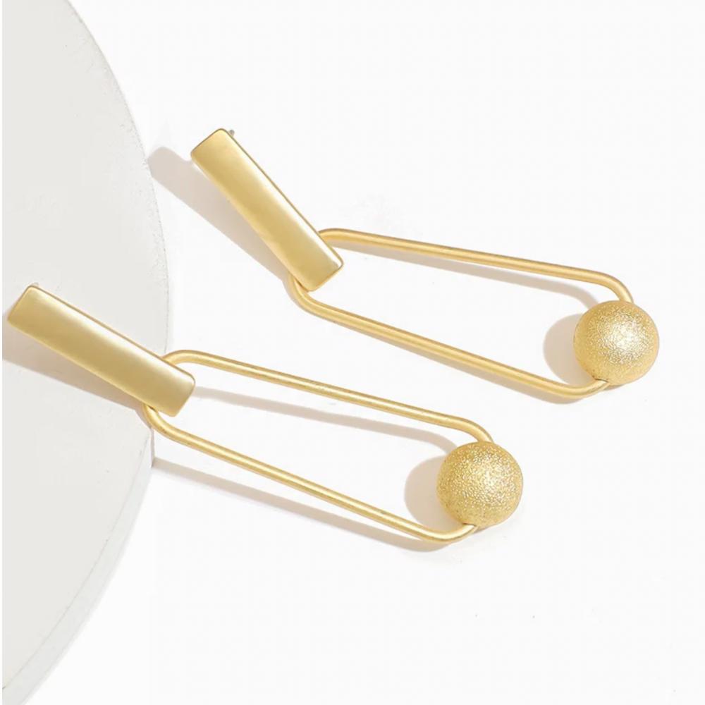 Matte Gold Ball Dangle Earrings