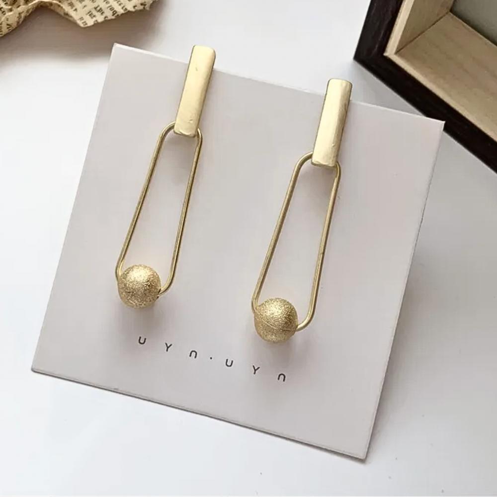 Matte Gold Ball Dangle Earrings