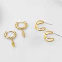  Feather Huggie Earrings Set of 2