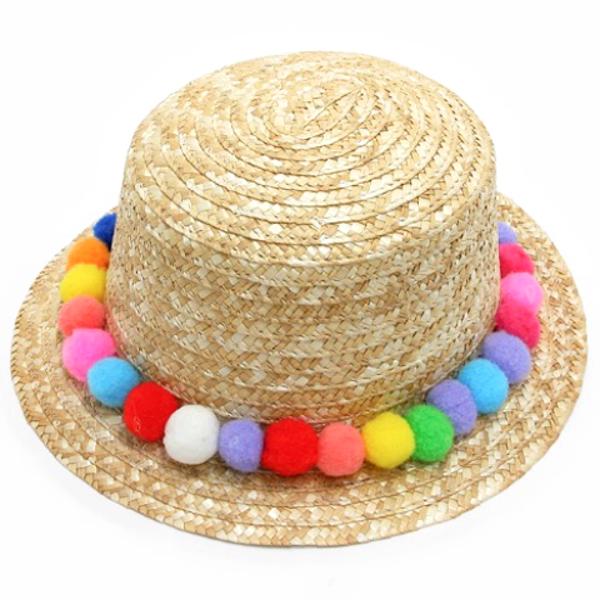 Pom Pom Straw Sun Hat