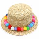  Pom Pom Straw Sun Hat