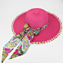  Sun Hat w/ Scarf - Pink