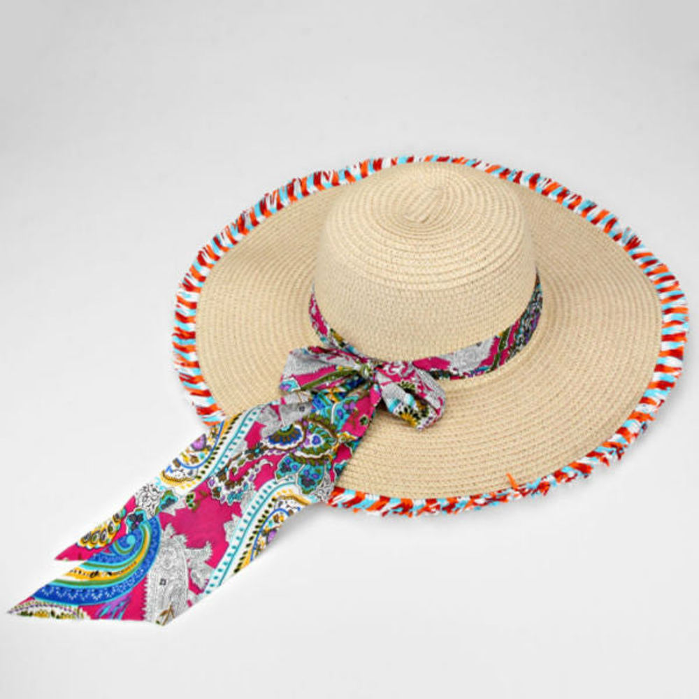 Sun Hat w/ Scarf - Ivory