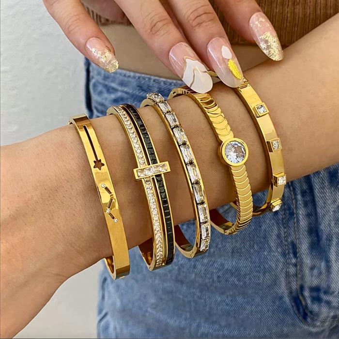 Morgana Glam Bangle Bracelet - Stainless Steel