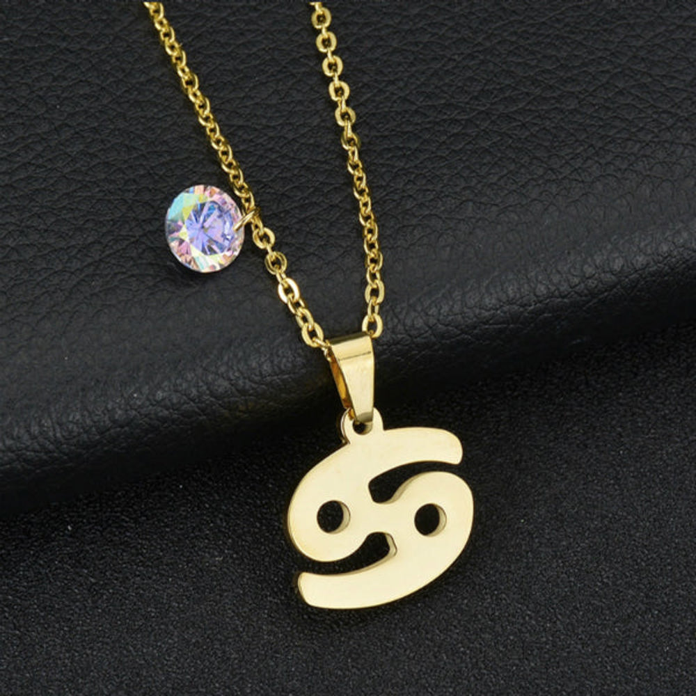 Zodiac Dainty Necklace w/ Stone - Stainless Steel