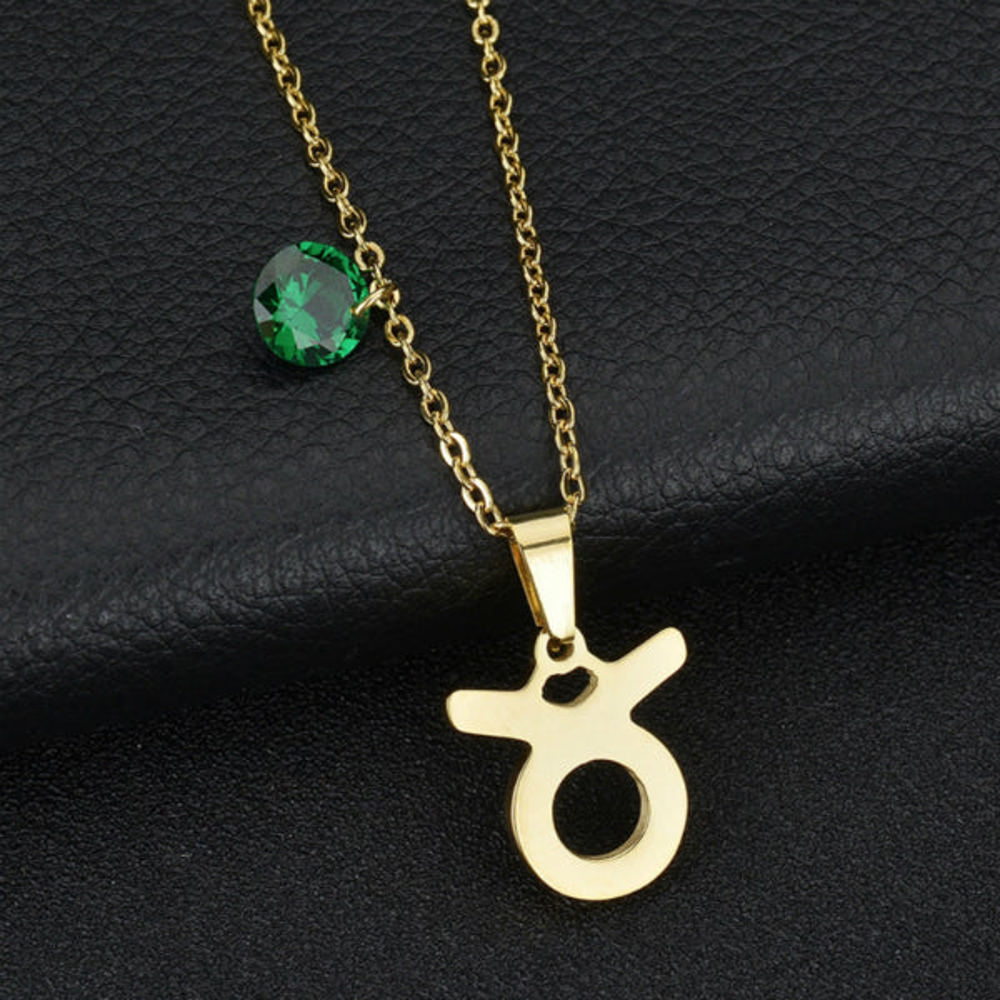 Zodiac Dainty Necklace w/ Stone - Stainless Steel