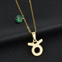  Zodiac Dainty Necklace w/ Stone - Stainless Steel