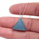  3D Triangle Necklace w/ Nano Turquoise - Sterling Silver