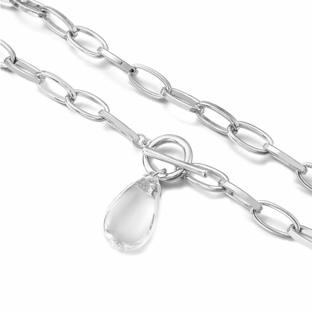 Clear Teardrop Chunky Toggle Statement Necklace