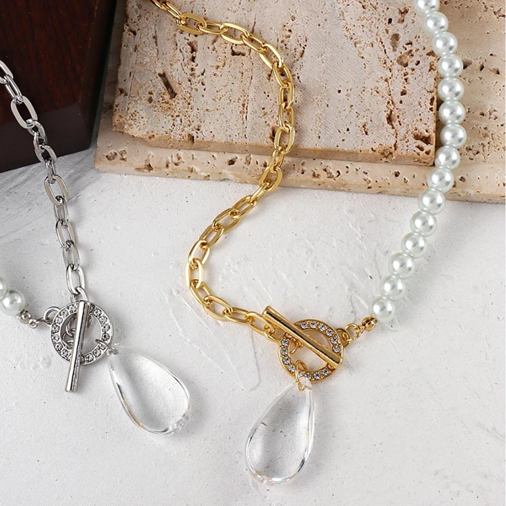 Teardrop and Pearls Statement Necklace