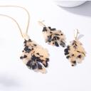  Leaf Necklace and Earrings Set - Light Tortoise