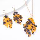  Leaf Necklace and Earrings  Set - Tortoise