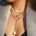  Chunky Lariat Necklace w/ Pearl Pendant