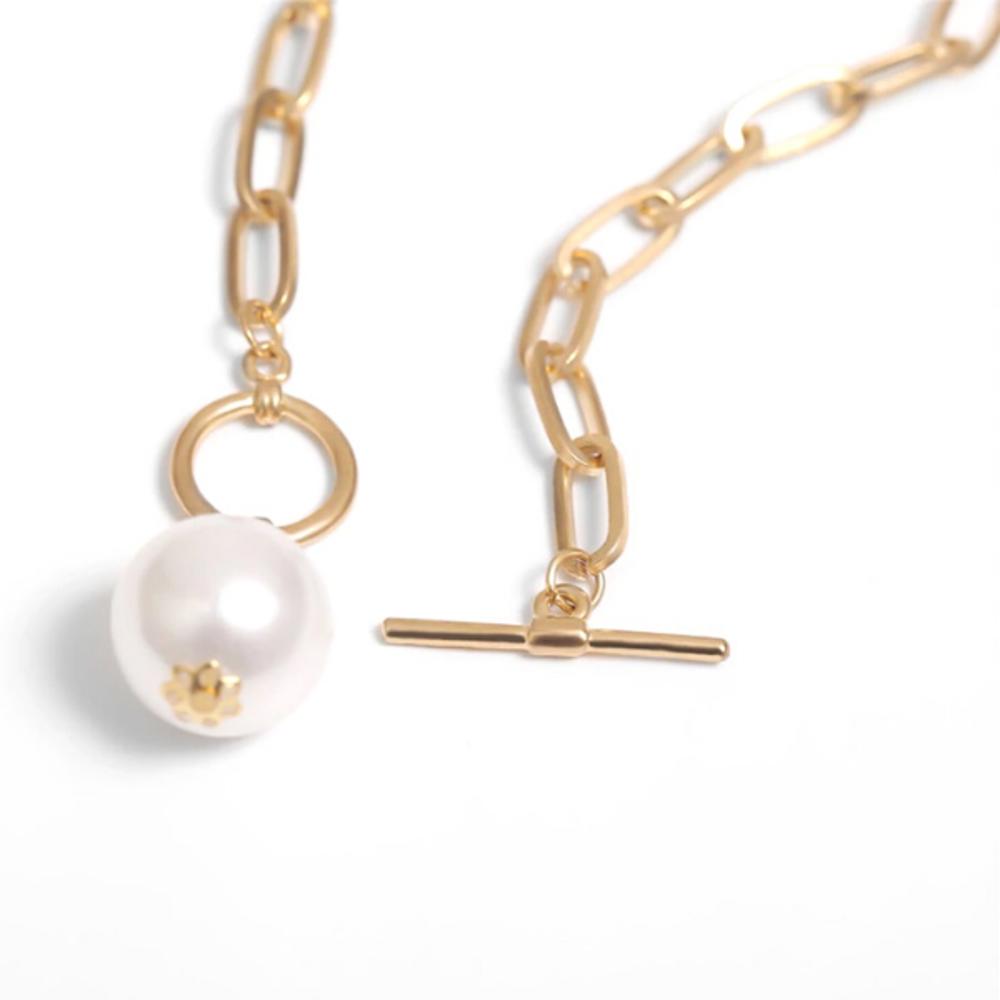 Link Toggle Necklace w/ Pearl Pendant