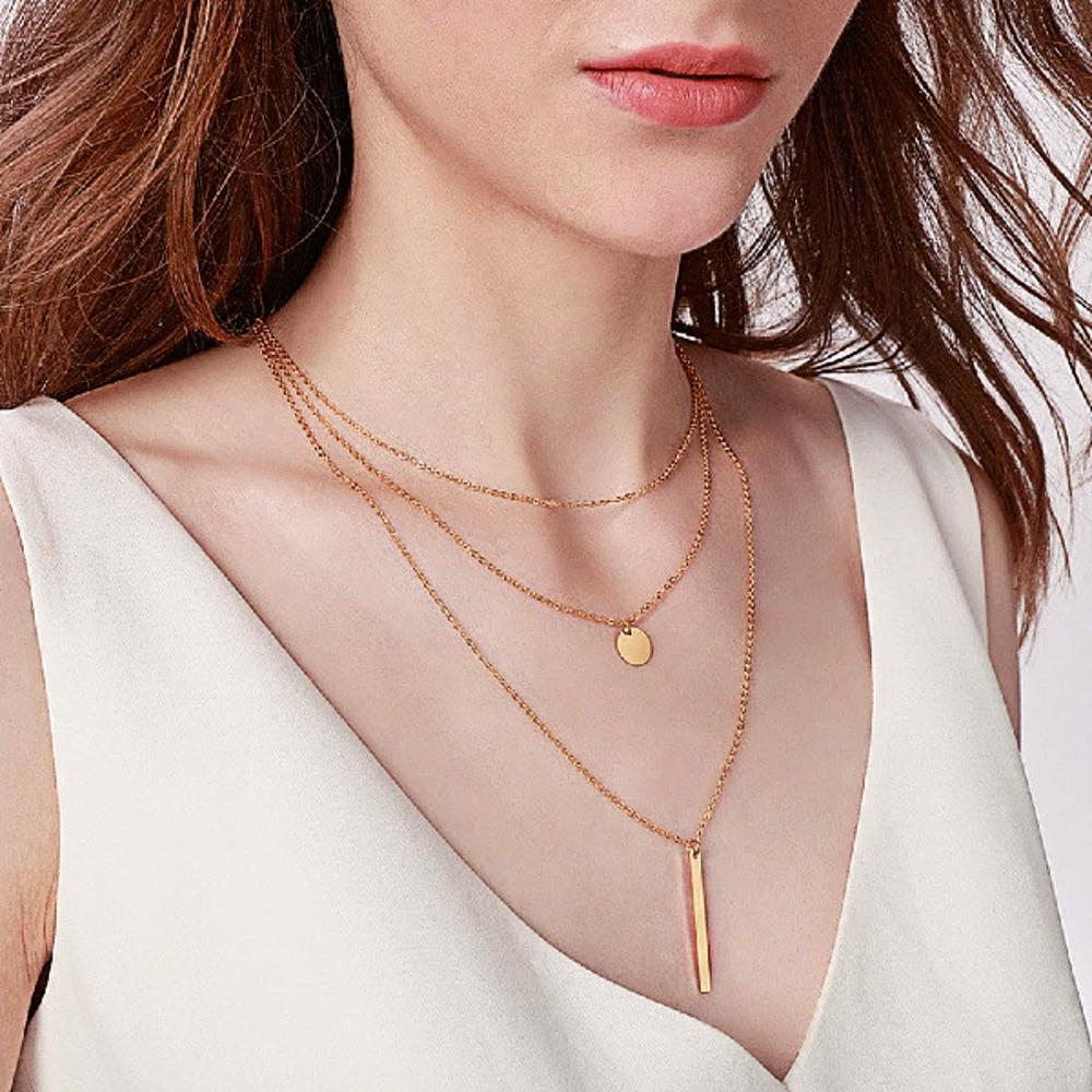 Bar Layered Necklace - Stainless Steel