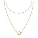  Sparkly Crescent Layered Necklace - Stainless Steel