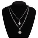  North Star + Coin Layered Necklace - Stainless Steel