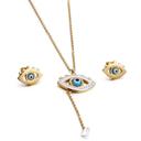  Evil Eye Necklace and Earrings Set - Stainless Steel