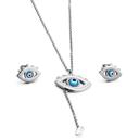  Evil Eye Necklace and Earrings Set - Stainless Steel