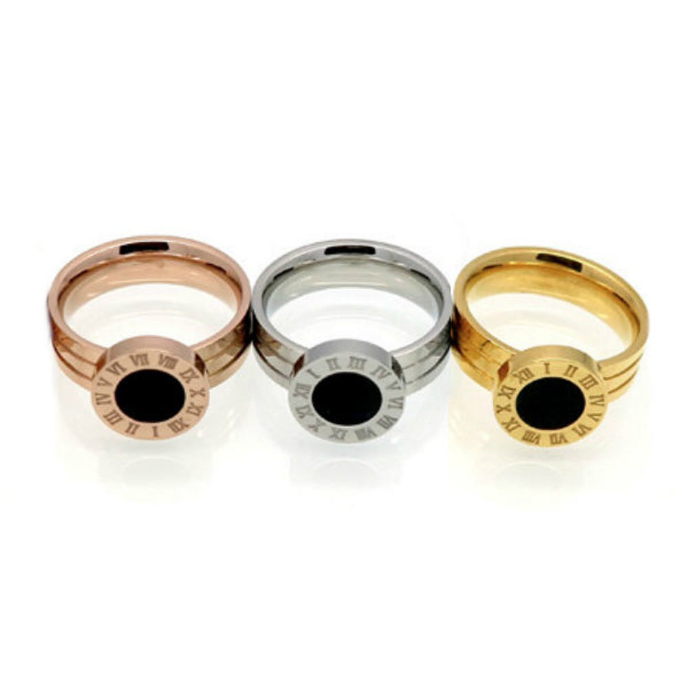 Cassia Ring w/ Roman Numerals - Stainless Steel