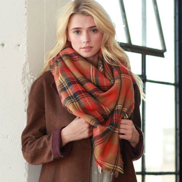 "Pumpkin Spice" Tartan Triangle Scarf