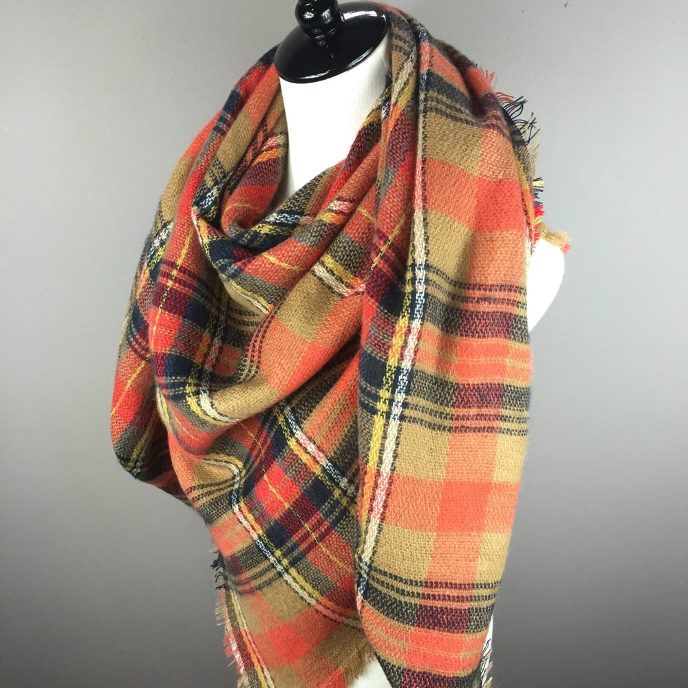 "Pumpkin Spice" Tartan Triangle Scarf