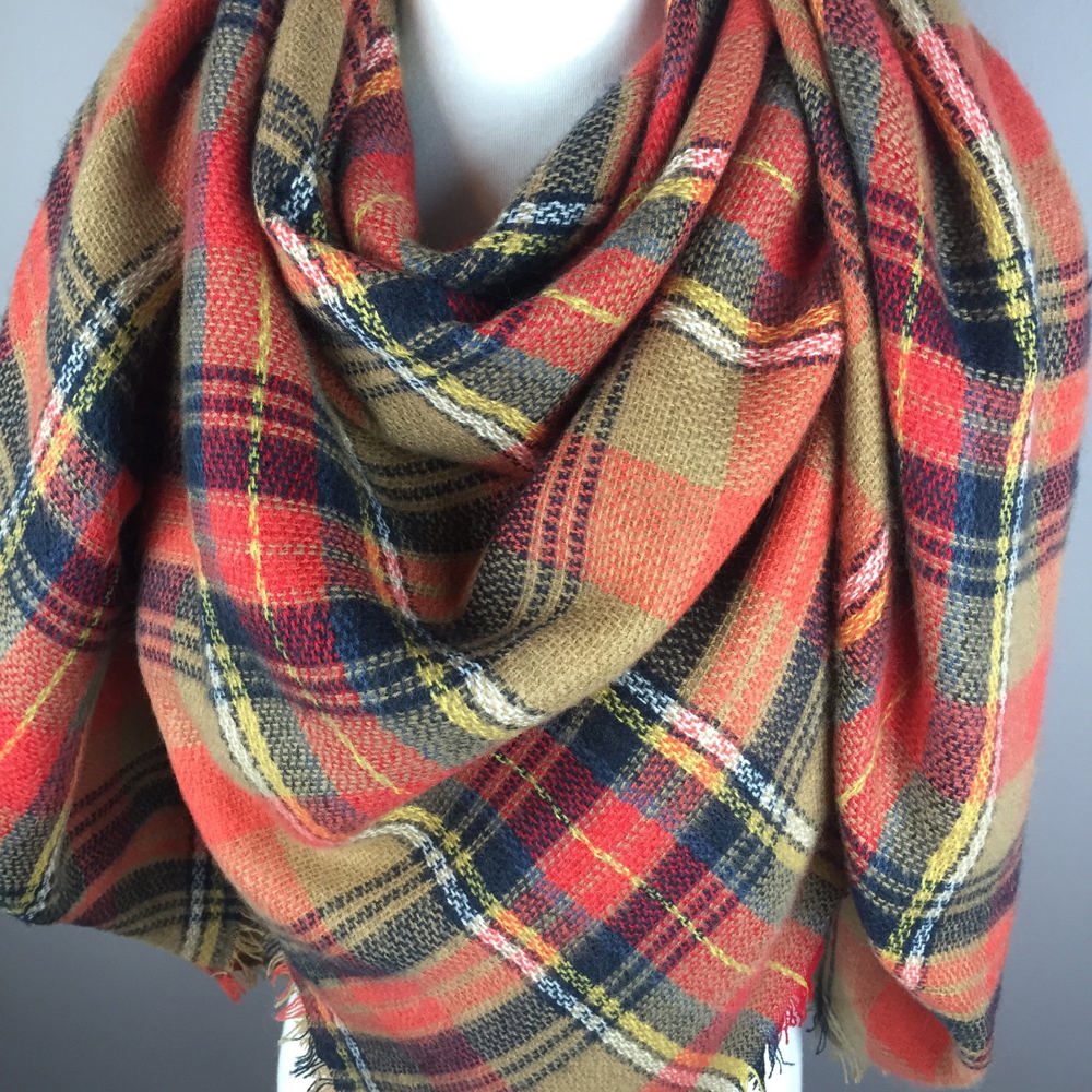 "Pumpkin Spice" Tartan Triangle Scarf