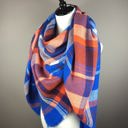  Blue and Orange Tartan Blanket/Triangle Scarf