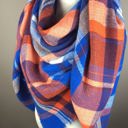  Blue and Orange Tartan Blanket/Triangle Scarf