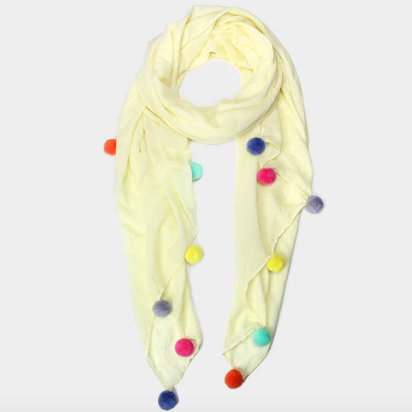 Pom Pom Scarf - Yellow