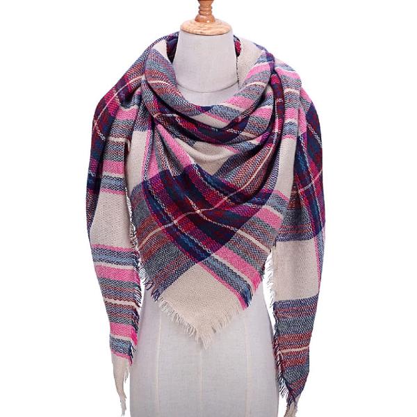 Beige and Pink Triangle Scarf