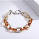 Orange Acrylic + Textured Link Toggle Bracelets