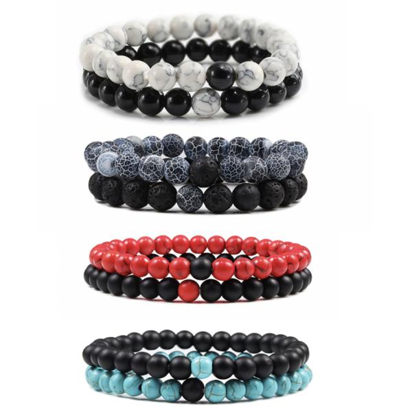 Natural and Lava Stones Bracelet Sets