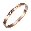 Rose Gold Sliding Stones Bangle Bracelet - Stainless Steel