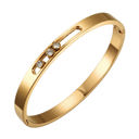 Gold Sliding Stones Bangle Bracelet - Stainless Steel
