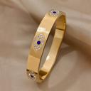  Wide Evil Eye Bangle Bracelet - Stainless Steel