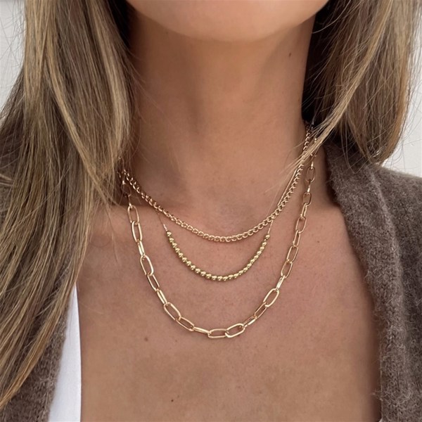 The Brinlee Triple Chain Layered Necklace