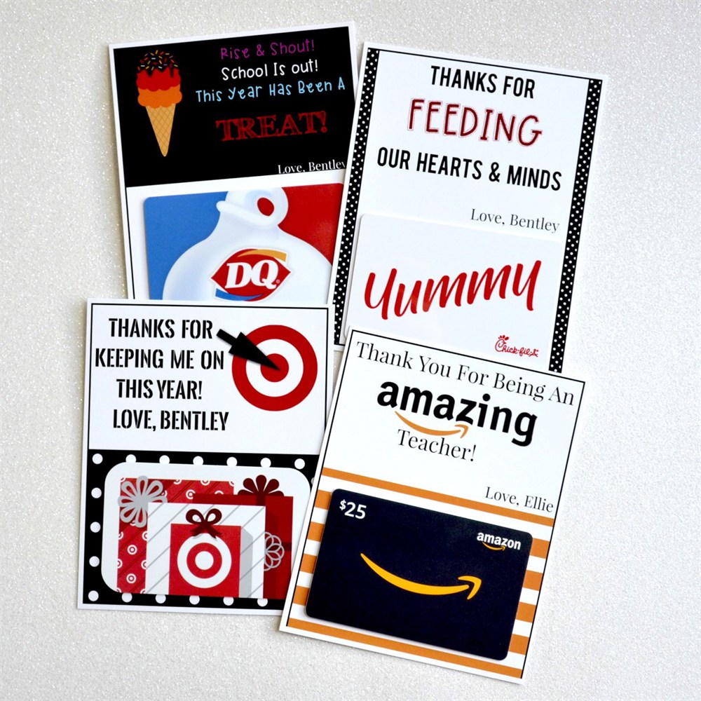 (4) Pack Personalized Teacher Gift Card Holders 